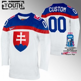 Maillot de Hockey Slovaquie Personnaliser IIHF World Championship 2023 Blanc - Enfant